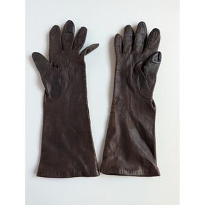 Fownes Vintage Brown Genuine Leather Driving Gloves Women Size 7 Antron Lined